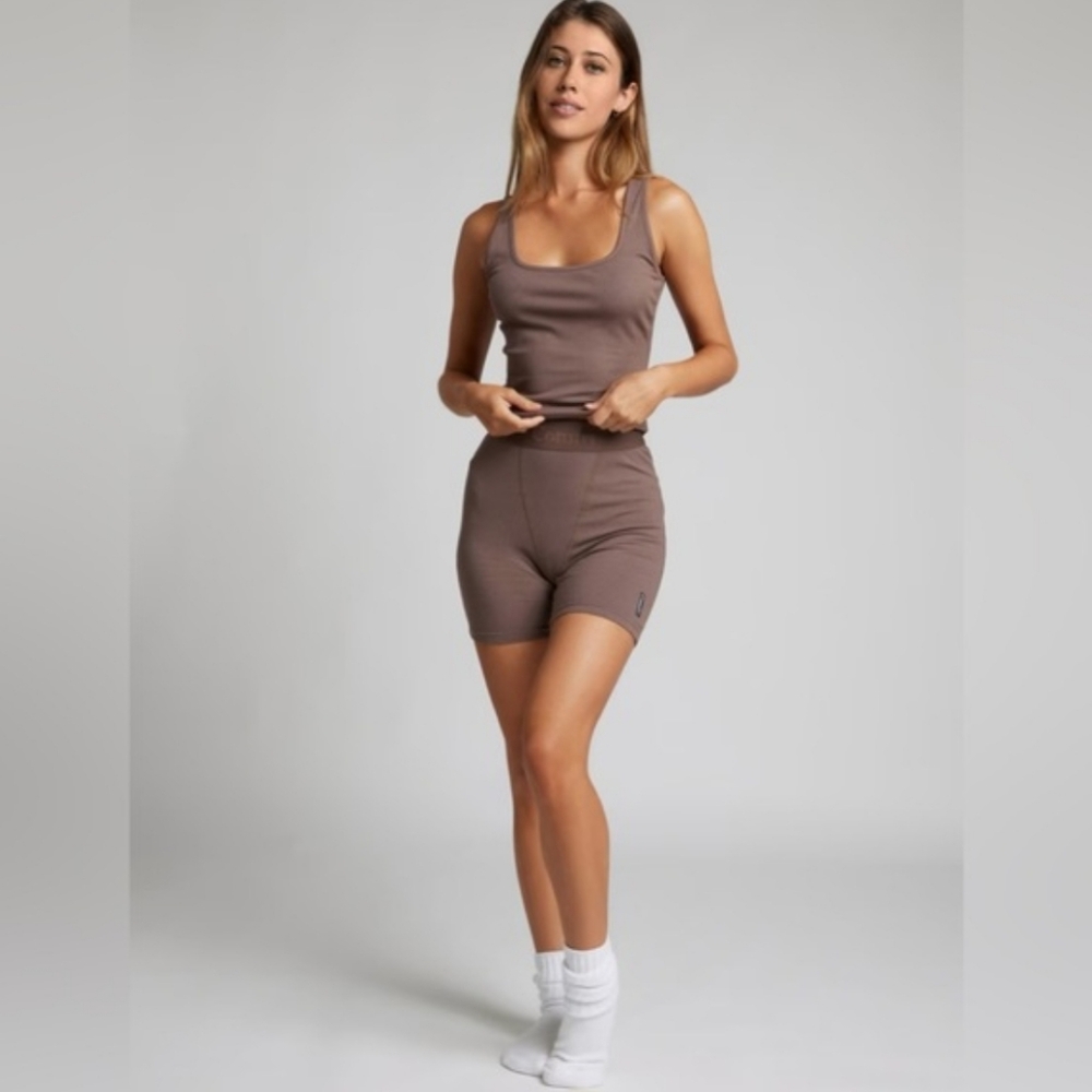 Comfrt Brown Soft Ribbed Tank And Boxer Athleisure Lounge Set Size XL - Picture 4 of 9
